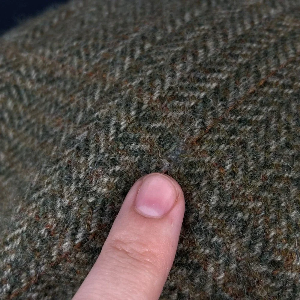 Vintage Hanna Hats Donegal Tweed Flat Cap Men M Green Herringbone Wool Ireland